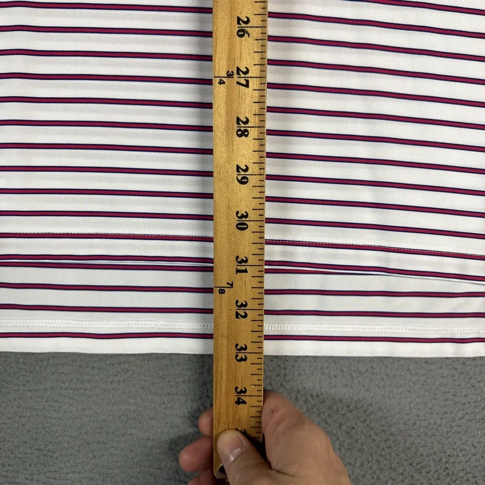 Ralph Lauren RLX Polo Shirt Mens Large White Red Striped Stretch Embroidered